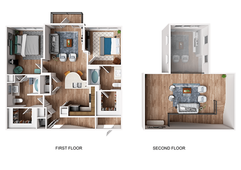 Floor plan for 2 beds, 2 baths, 1430 sqft